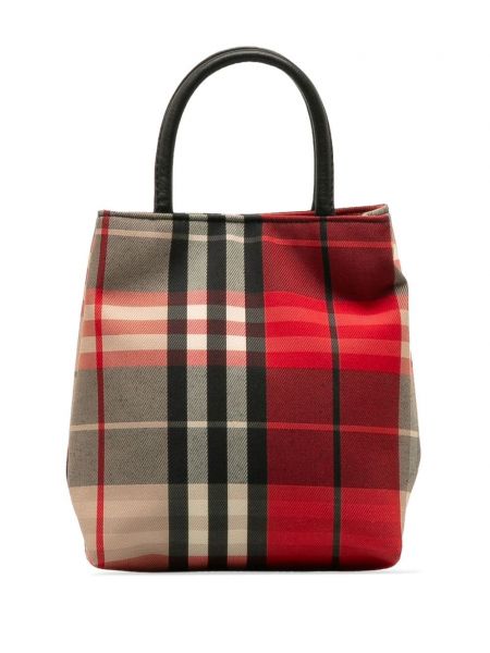 Карирани шопинг чанта с принт Burberry Pre-owned червено