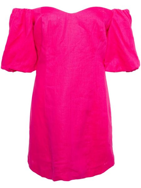 Lanena mini obleka Rhode roza