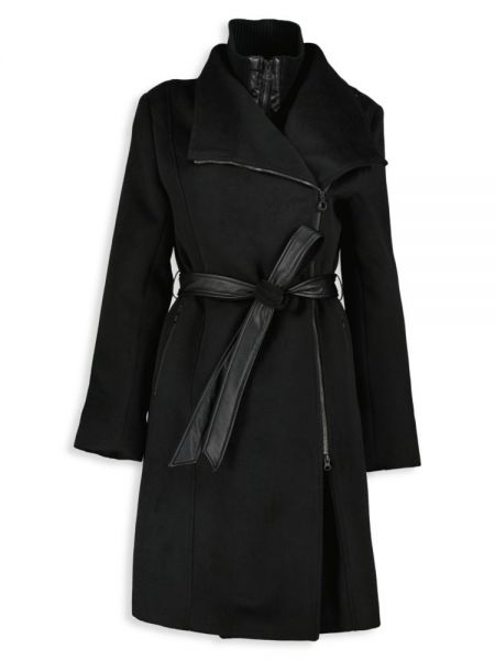 Шерстяное пальто с поясом Noize черное