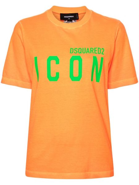 Bombažna majica Dsquared2 oranžna