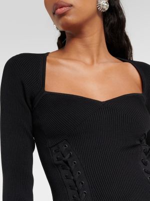 Nėriniuotas megztinis su raišteliais Simkhai juoda