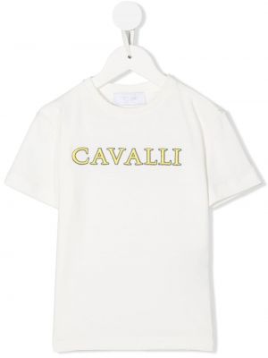 Trykt t-skjorte for jenter Roberto Cavalli Junior hvit