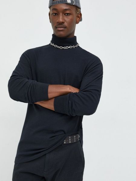 Bavlněné tričko s dlouhým rukávem s dlouhými rukávy Abercrombie & Fitch černé