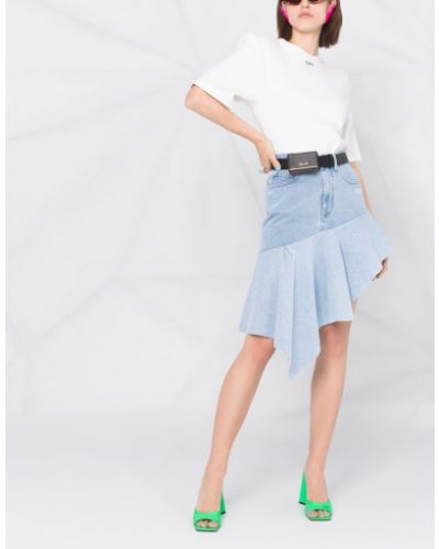 Asymetrické džínová sukně s volány Off-white