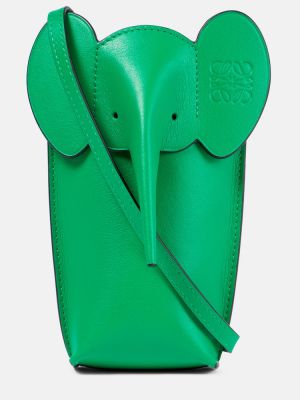 Kožená crossbody kabelka s vreckami Loewe zelená