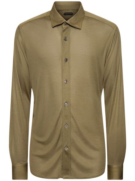 Priehľadná hodvábna košeľa Tom Ford zelená