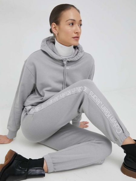 Calvin Klein Jeans melegítőnadrág szürke, női, nyomott mintás