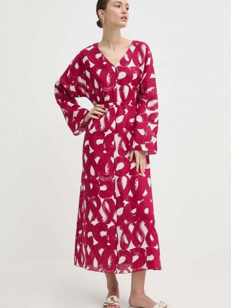 Lanena maksi haljina oversized Liviana Conti ružičasta