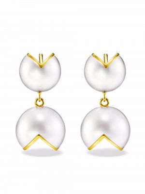 Boucles d'oreilles avec perles à talons compensés à boucle Tasaki jaune