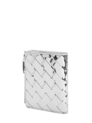 Cipzáras bőr pénztárca Bottega Veneta ezüstszínű
