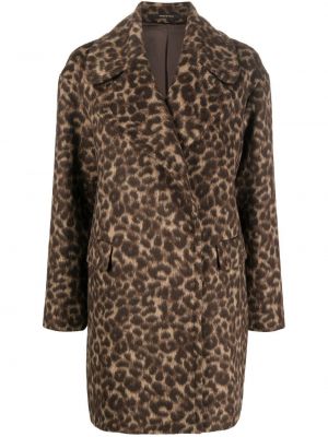 Leopard trykt lang pels Tagliatore brun