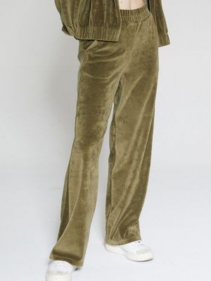 Бархатные широкие брюки Chandraswear хаки