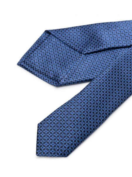 Žakárová hedvábná kravata Canali modrá