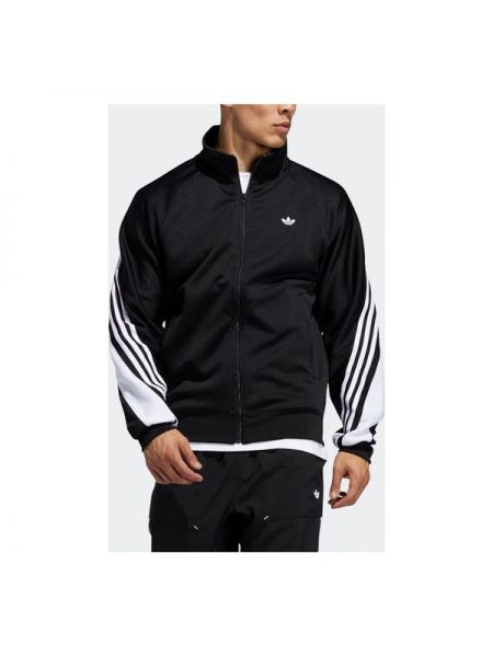 Куртка с вышивкой с воротником стойка Adidas черная