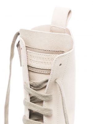 Nėriniuotos auliniai batai su raišteliais chunky Brunello Cucinelli balta
