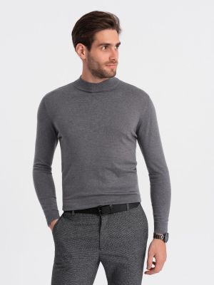 Pletený viskózový sveter so stojačikom Ombre sivá