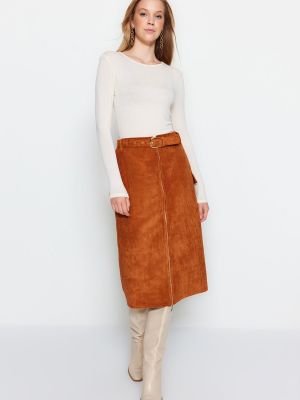 Плетена пола от рипсено кадифе с джобове Trendyol