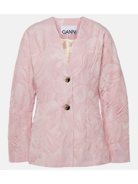 Jacquard blazer Ganni rosa