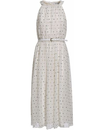 Jedwabna sukienka midi z nadrukiem Max Mara biała