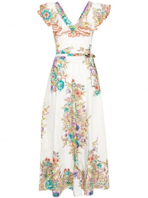 Maksi haljina s cvjetnim printom Etro bijela