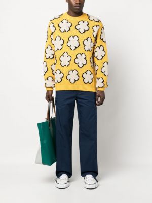 Sweter bawełniany w kwiatki Kenzo żółty