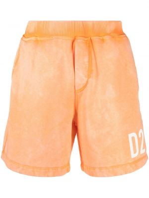 Pantaloni scurți din bumbac cu imagine Dsquared2 portocaliu