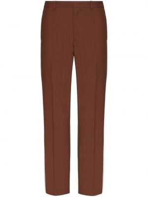 Pruhované vlněné rovné kalhoty Valentino hnědé