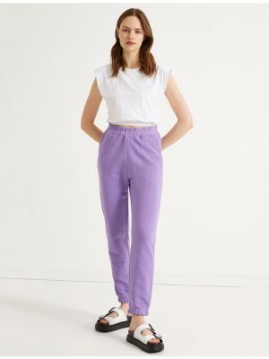 Bavlněné sportovní kalhoty Koton fialové