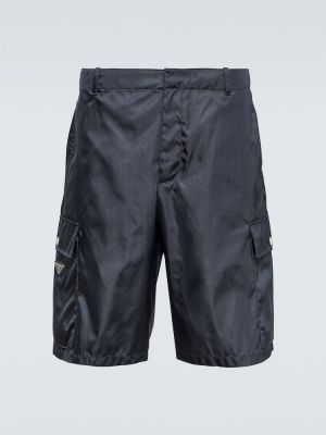 Pantaloni scurți cu talie înaltă din nailon Prada negru