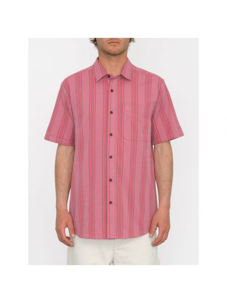 Рубашка в полоску с коротким рукавом Volcom розовая
