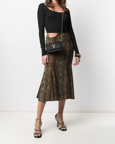Falda midi con estampado de estampado de serpiente Versace