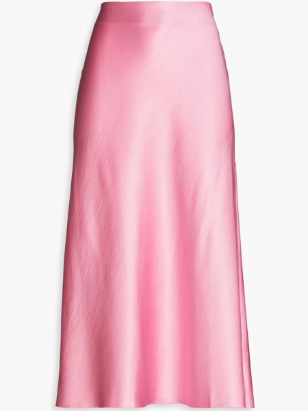 Розовая атласная юбка миди Nanushka