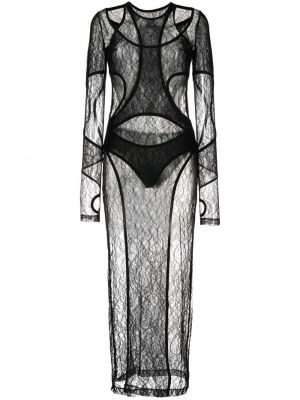 Прозрачна вечерна рокля с дантела Dion Lee черно