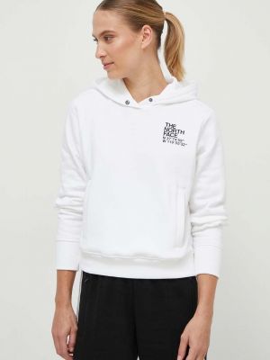 Pamučna hoodie s kapuljačom The North Face bijela