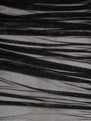 Robe longue col roulé en mesh Mugler noir
