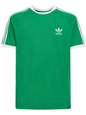 T-shirt di cotone a righe Adidas Originals verde