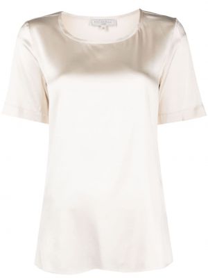 Satynowa koszulka z okrągłym dekoltem Antonelli biała