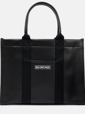 Кожени шопинг чанта Balenciaga черно