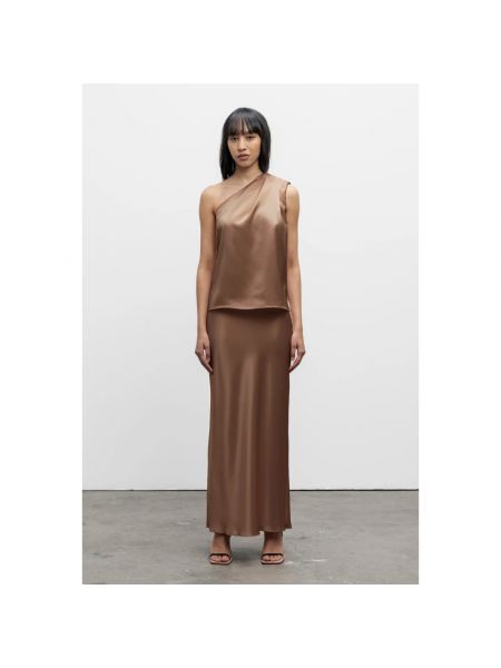 Falda larga de raso Ahlvar Gallery marrón