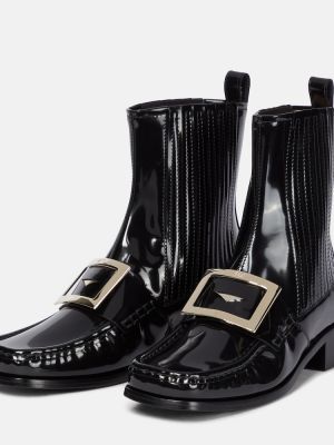 Chelsea boots en cuir vernis Roger Vivier noir