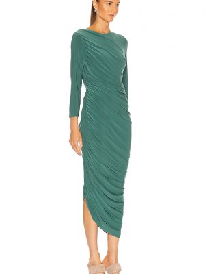 Длинное платье с длинным рукавом Norma Kamali зеленое