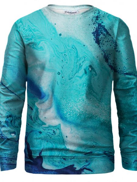 Długi sweter bawełniane klasyczne z nadrukiem Bittersweet Paris - niebieski