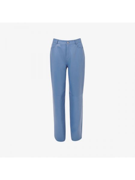 Кожаные прямые брюки с карманами Whistles синие