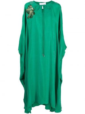 Миди рокля бродирана Shatha Essa зелено