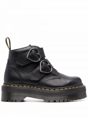 Stövlar i läder med hjärtmönster Dr. Martens svart