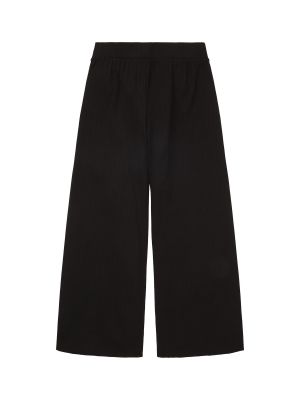 Jednofarebné nohavice s vysokým pásom s opaskom Tom Tailor Denim - čierna