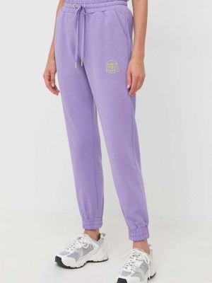 Бавовняні спортивні штани з аплікацією Pinko фіолетові
