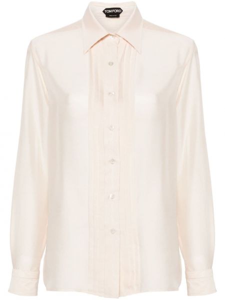 Plisovaná hodvábna košeľa Tom Ford biela