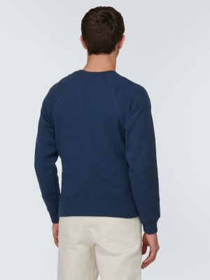 Βαμβακερός φούτερ με λαιμόκοψη Tom Ford μπλε