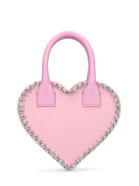 Bolso clutch de raso con corazón Mach & Mach rosa